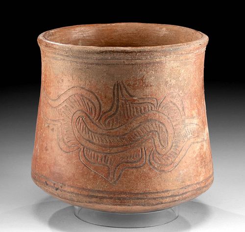 Olmec Pottery Jar w/ Incised Glyph, ex Komor
