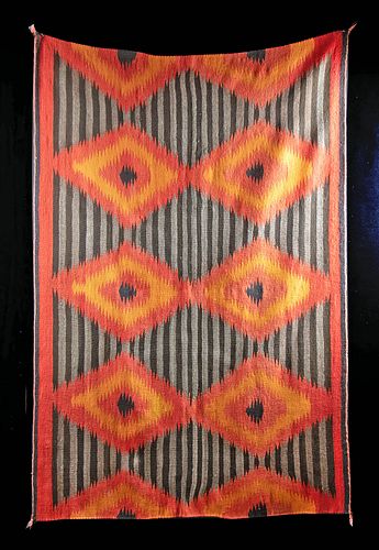 Early 20th C. Navajo Wool Blanket - Moki Eye Dazzler
