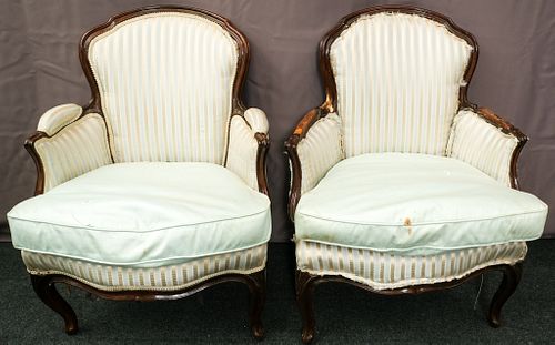 Pair of Bergere with Striped Upholstery