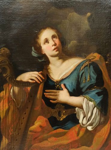 Italian School, Woman or Muse with Harp