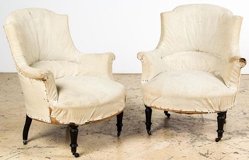 Pair Napoleon III Style Slipper Chairs