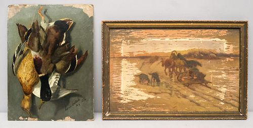 Lot of Two Paintings in Need of Restoration