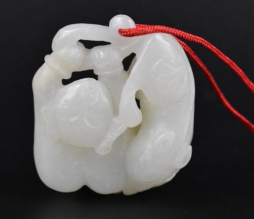 Chinese Jade Carved Boy and Beast, Qing Dynasty