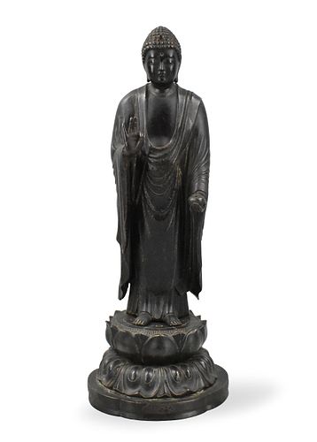 Japanese Bronze Buddha on Lotus Figure, Meiji P.
