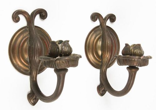 2 Arts and Crafts Bronze Gas Sconces
