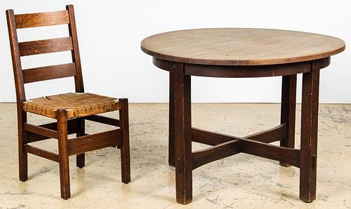 Arts and Crafts Dining Table and Chair