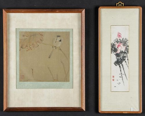 2 Works: Lotus Painting, Attributed to Kensei Hatakeyama (19th century)