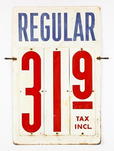 Double Sided Vintage Gasoline Price Sign