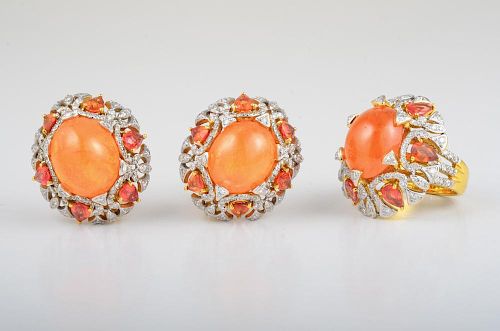 Garnet Diamond Earrings and Ring Set