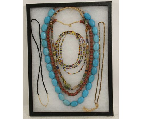 BEADED NECKLACES IN A SHADOW BOX