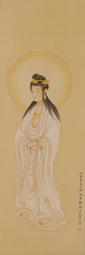 Mei Lanfang, Chinese Guanyin Painting Silk Scroll