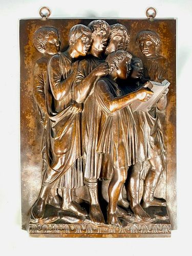 Bronze Relief Plaque After Luca Della Robbia, Cantoria