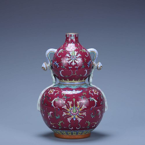 Coral-Red Glaze Lotus Double-Gourd-Shape Vase
