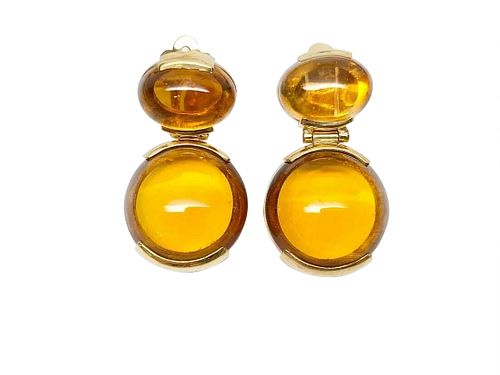 Drop Earrings in 18k  gold with citrines