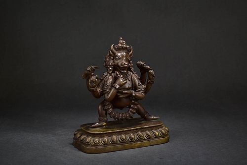 Silver Bronze Figure Of Three-Faced Six-Armed Vidyaraja
