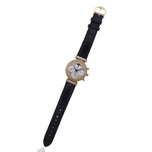 IWC Da Vinci Perpetual Calendar 18k Gold Pave Diamond Automatic Watch 9253