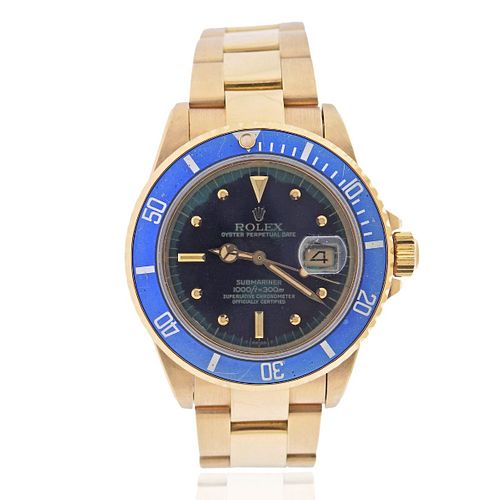 Rolex Submariner 18k Gold Tropical Dial Automatic Men's Watch 16808