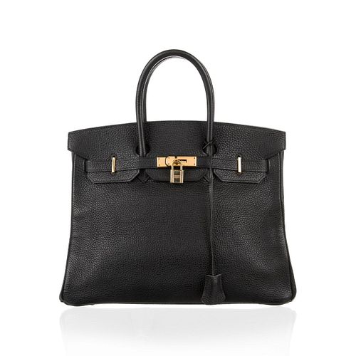 Hermes Togo Birkin 35 Black Leather Bag