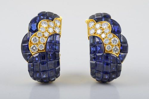 VCA Mystery Set Sapphire Diamond Earrings