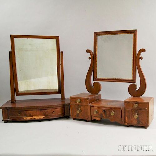 Two Federal Mahogany Veneer Dressing Mirrors