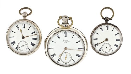 Lot of three 19th century English pocket watches one signed Arnold Chas. Frodsham