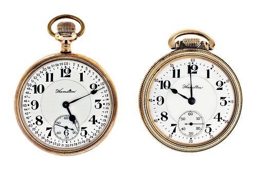 A lot of two Hamilton 21 jewel 992 pocket watches