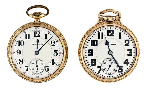 A lot of two 16 size Hamilton pocket watches