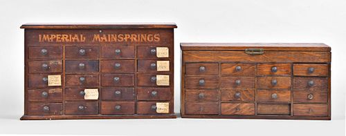 A lot of two watchmakers material cabinets