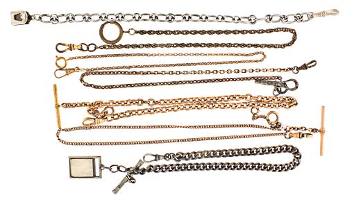 Lot of twenty one pocket watch chains and fob chains