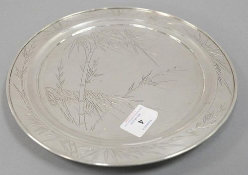 Japanese silver footed plate. 15.4 t oz.