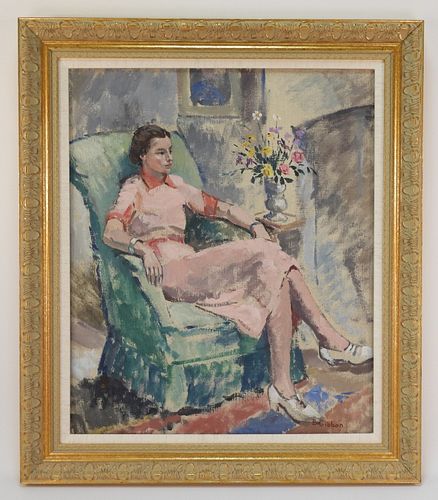 Benjamin Gibbon Sitting Female Portrait Painting
