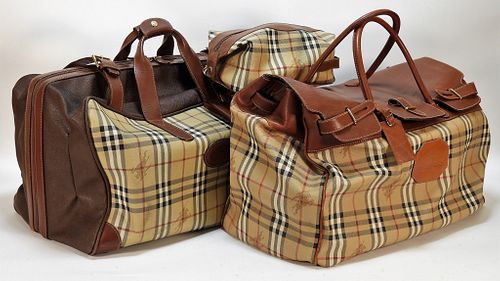 3PC Authentic Estate Burberry Luggage Travel Bags