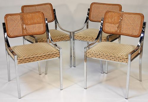 Vintage 1970's 4PC Cane Back Chrome Chairs