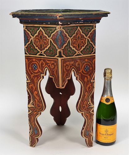Moroccan Design Paint Decorated Tambour Side Table