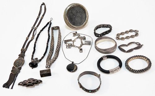 15PC Lady's Estate Assorted Silver Jewelry Group