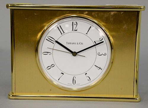 Tiffany & Company Swiss brass mantel clock. ht. 4 3/4 in.; wd. 6 1/2 in.
