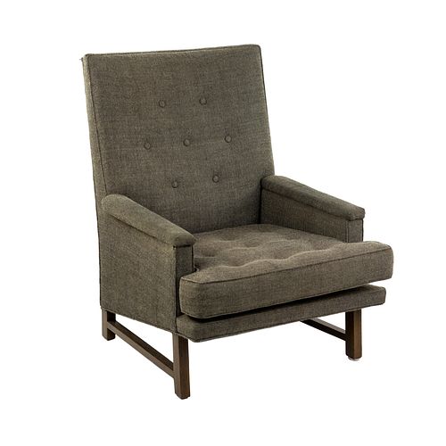 Edward Wormley for Dunbar Grey Tufted Lounge Chair