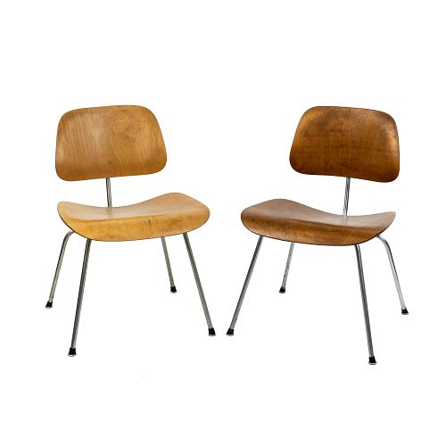 (2) Eames for Herman Miller DCM Potato Chip Chairs