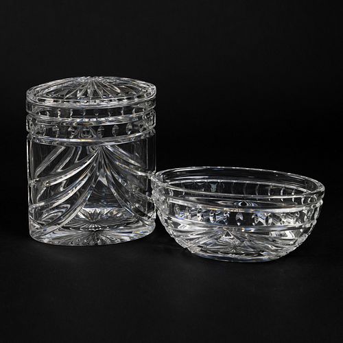 (2) Waterford Crystal Bowl and Lidded Jar Box