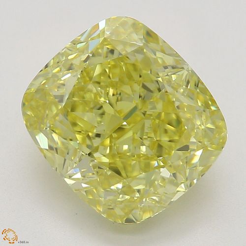 2.53 ct, Natural Fancy Intense Yellow Even Color, VVS1, Cushion cut Diamond (GIA Graded), Appraised Value: $130,000 