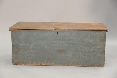 Primitive blue painted lift top chest. ht. 16 in.; lg. 40 in.