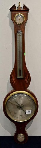 Mahogany barometer marked M. Chari Marlborough with line and conch shell inlays.  ht. 38 1/2 in.; wd. 9 3/4 in.