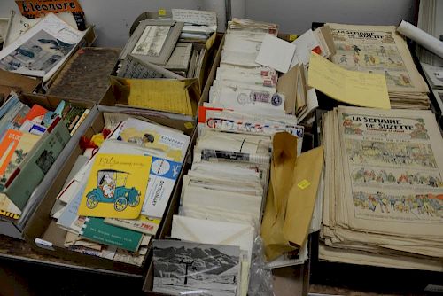Seven tray lots of ephemera including two groups of La Semaine De Suzette magazines 1916, three tray lots of vintage letters, and ea...