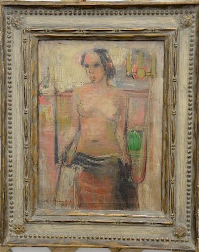 Alf Jorgen Stromsted (1898-1979) oil on canvas Island nude female model signed Alf J. Stromsted 38, 16" x 12".