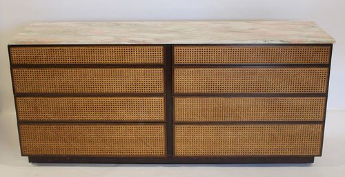 Midcentury Marbletop Dresser With Caned Front