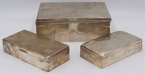 SILVER. Grouping of Sterling and Silver Humidors.