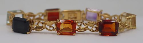 JEWELRY. 18kt Gold and Colored Gem Bracelet.