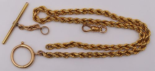 JEWELRY. 18kt Gold Watch Fob Chain.