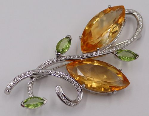 JEWELRY. Signed 18kt Gold, Diamond and Colored Gem