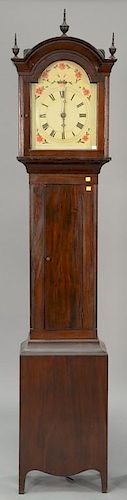 Federal tall clock with wood works, circa 1800. ht. 82 in.